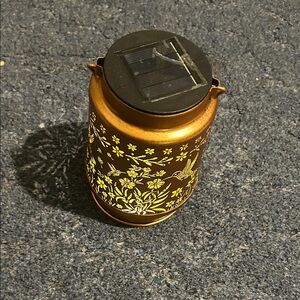 Floral Solar Lantern copper finish